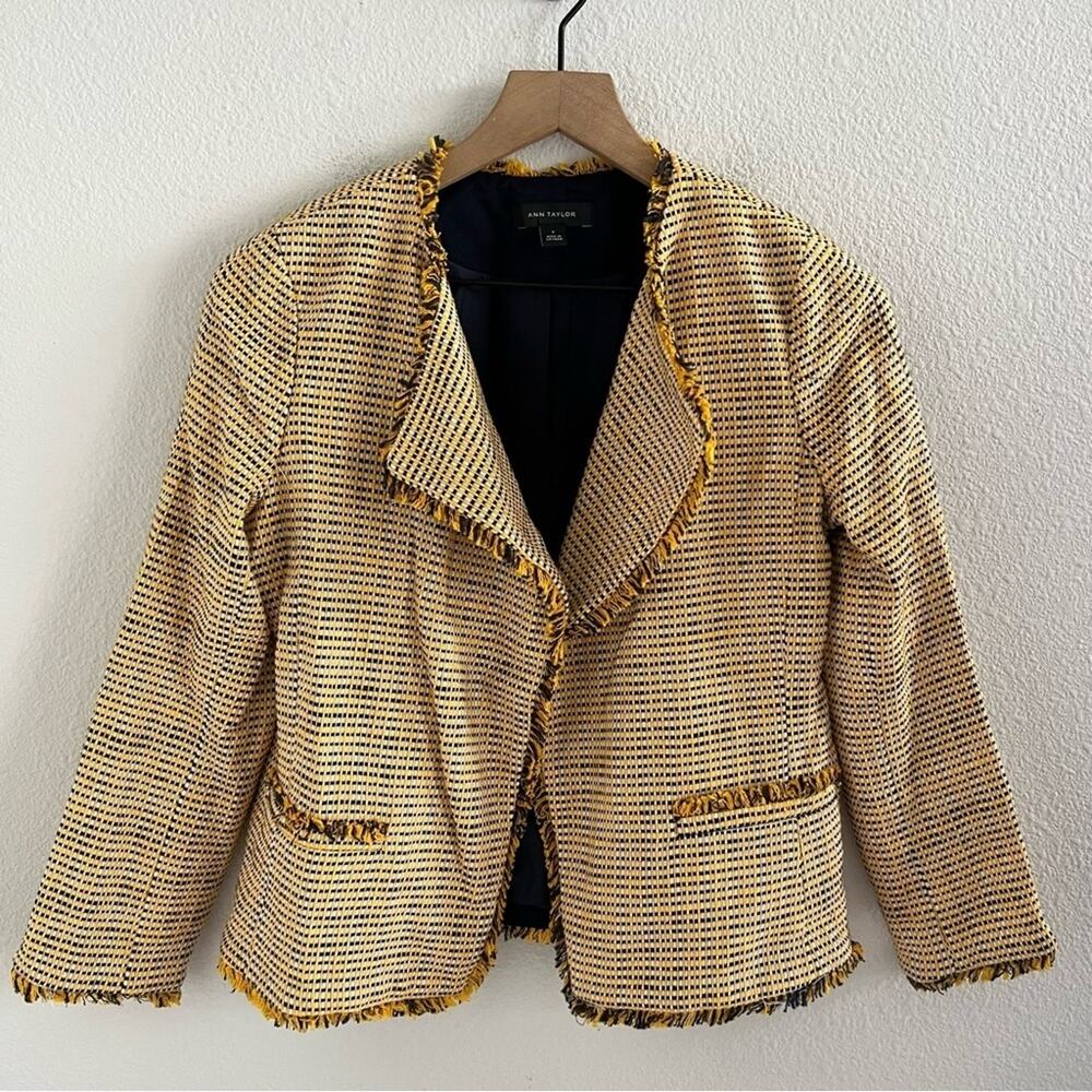 Ann Taylor Yellow Navy Tweed Clueless Y2K 90s Vibe Blazer 0